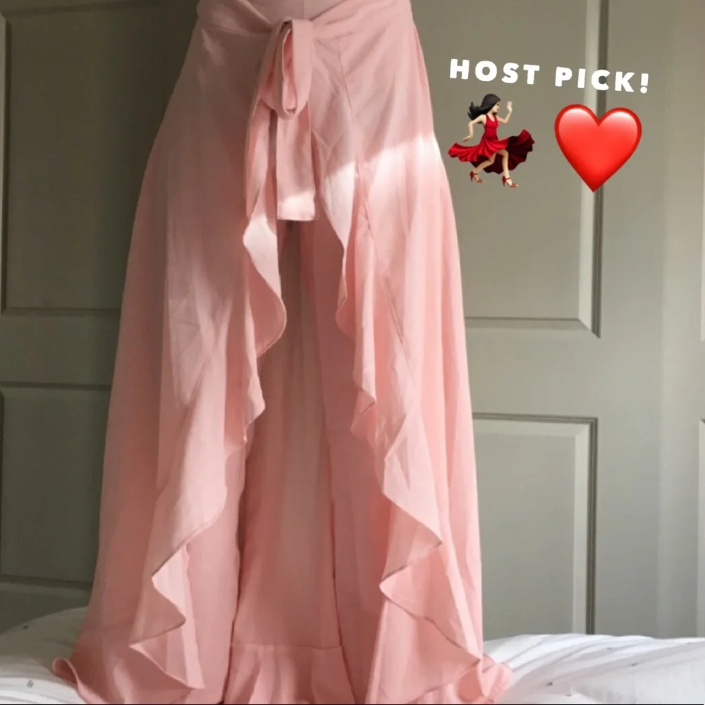 Lili Gal Pink Overlay Pants w/ Attached Wrap Skirt - Picture 4 of 5